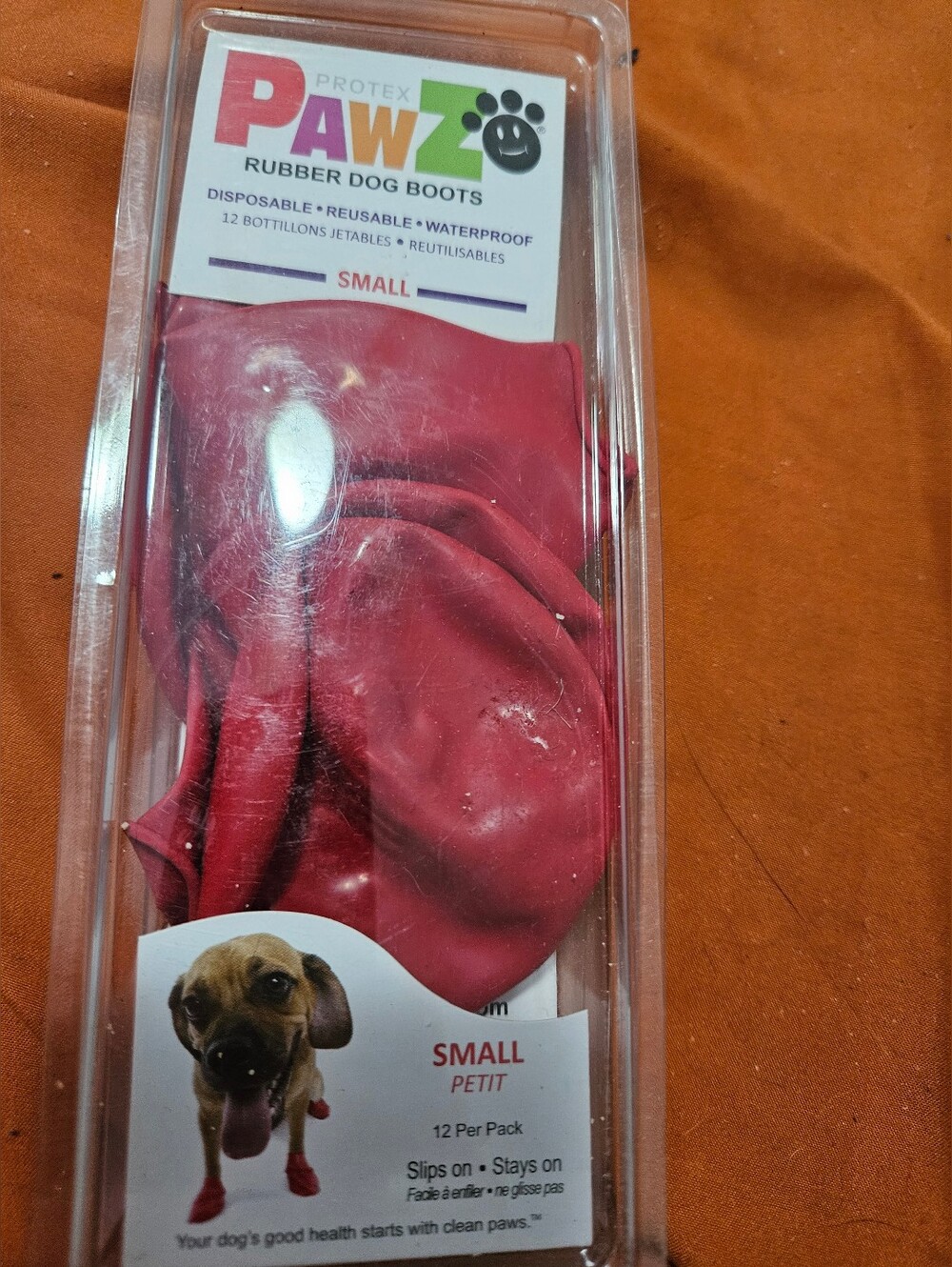 PAWZ Small Disposable Rubber Dog Boots - Red....6 Boots